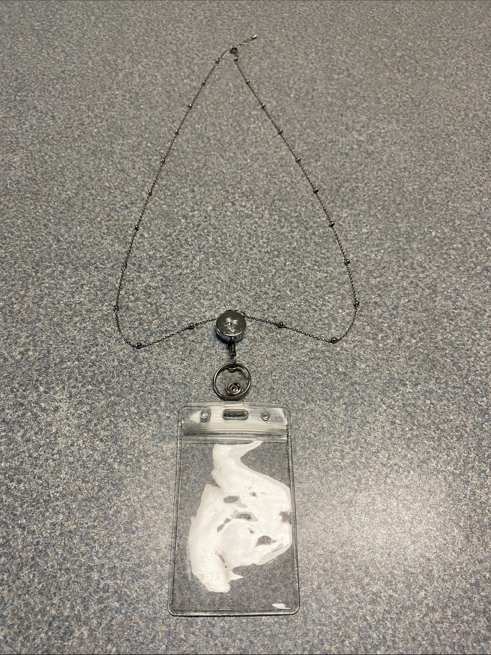 Silver Beaded Lanyard with Clear Card Badge Holder